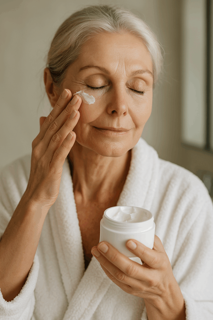 Mujer Dandose Crema Hidratante 
