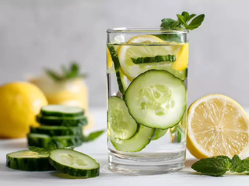 Vaso con agua y sabor